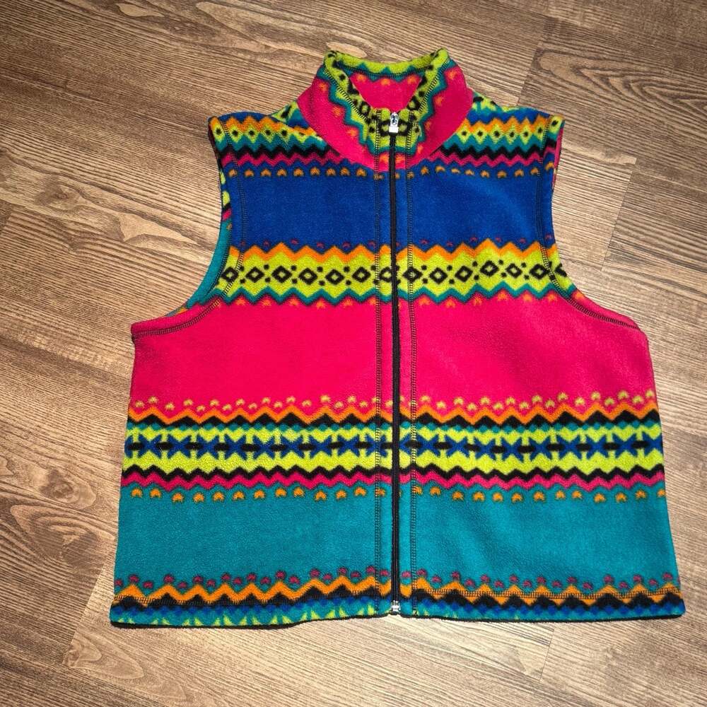 Susan Bristol XL Printed Wild Fleece Aztec Southwestern Full Zip Vest